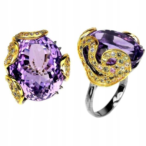 Ring Amethyst 26,34 ct Saphire Silber Größe 16