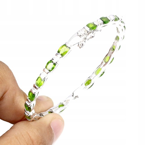 Silberarmband natürliche Diopside 5