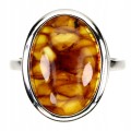 Natural silver amber ring 925 size 16