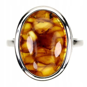 Ring Silber Natur Bernstein 925 Größe 16