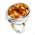 Natural silver amber ring 925 size 16