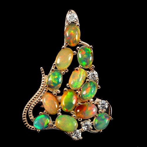 925 Silber Feueropal Ring Größe 14 6