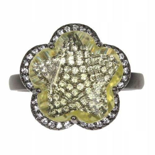 Silberring grüner Amethyst Größe 17 natur