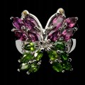Natürlicher Diopsid-Schmetterlingsring aus Silber, Größe 17