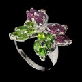 Natürlicher Diopsid-Schmetterlingsring aus Silber, Größe 17