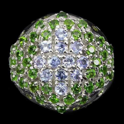 Silberring 925 Tansanit Diopsid Größe 16,5