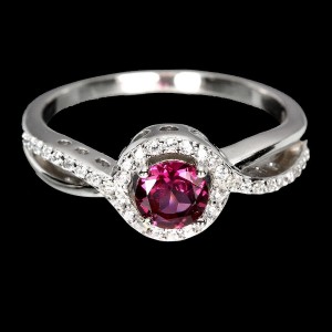 Ring, Silber 925, Granat, natur Größe11