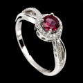 Ring, Silber 925, Granat, natur Größe11