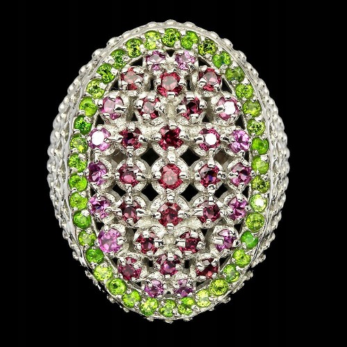 Ring natürliche Granate 925 Diopside Größe 16