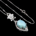 Silberkette mit natürlichen Larimar Zirkonia 23