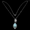 Silberkette mit natürlichen Larimar Zirkonia 23