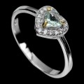 Ring 925, heart aquamarine cubic zirconias size 14