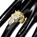 Ring Pferd Granate Tansanite Silber Größe 15