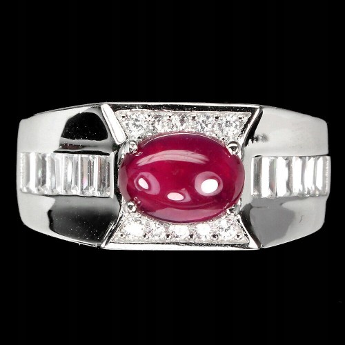 Silberring natürlicher Rubin 925 Größe 12