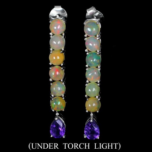 Silberohrringe 925 Opale natürliche Amethyste 5