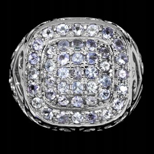 Silberring mit natürlichen Tansaniten 925 Größe 16 2