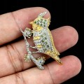 Brosche Silber 925 natürliche Diopsid Saphire Vogel