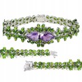 Silberarmband natürliche Diopsid Amethyste 925
