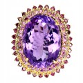 Ring Amethyst 29,69 ct Turmaline 925 Größe 18,5