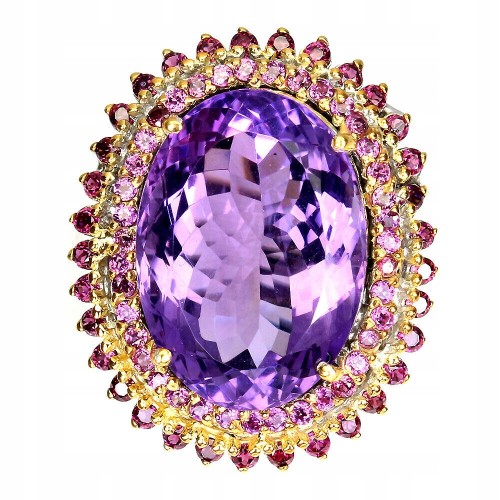 Ring Amethyst 29,69 ct Turmaline 925 Größe 18,5