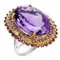 Ring Amethyst 29,69 ct Turmaline 925 Größe 18,5
