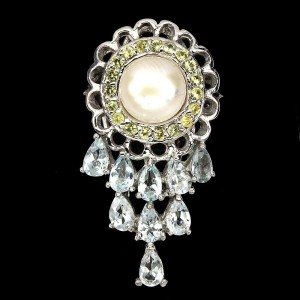 Ring natürliche Aquamarin Perle Größe 13,5