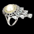 Ring natürliche Aquamarin Perle Größe 13,5
