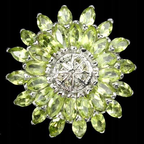 Ring natürliche Saphire 925 Olivin Größe 17,5 2