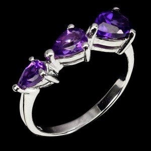 Ring Silber Weißgold 14 K Amethyste Größe 14 3