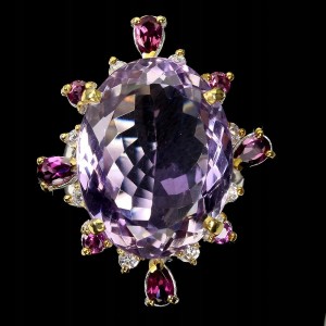 Ring Amethyst 21x16mm Granat Silber Größe 18