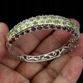 Silberarmband natürliche Olivin 925 Granate