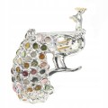 Brosche Pfau Turmalin Diopsid Silber 925 schön 3