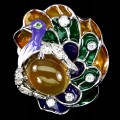 Silberring natürlicher Chalcedon Größe 21 Pfau