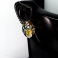 Silber Emaille Chalzedon Zirkonia Ohrringe 1