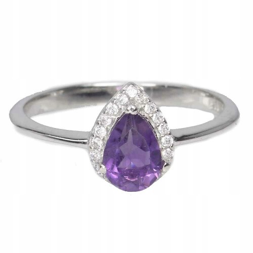 Silberring mit natürlichem Amethyst Zirkonia Größe 16,5