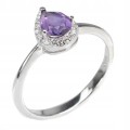 Silberring mit natürlichem Amethyst Zirkonia Größe 16,5