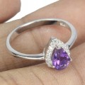 Silberring mit natürlichem Amethyst Zirkonia Größe 16,5