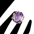 Ring natürlicher Amethyst 24x19mm Silber Größe 18