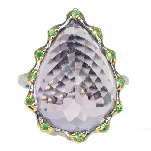 Ring Amethyst 21,19 ct Tsavorit Silber Größe 17