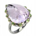Ring Amethyst 21,19 ct Tsavorit Silber Größe 17
