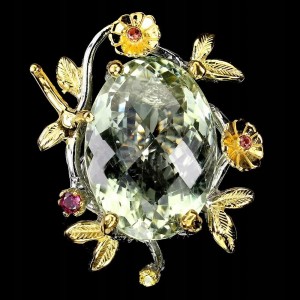 Natürlicher grüner Amethyst Ring 24,66 ct Größe 15,5