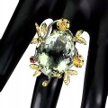 Natürlicher grüner Amethyst Ring 24,66 ct Größe 15,5