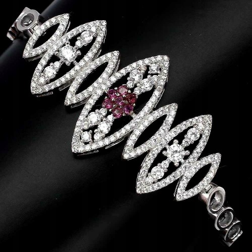 Silberarmband mit natürlichen Granaten Rhodoliten 11