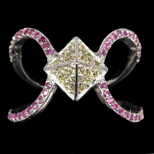 Ring 925 Silber Rubine Saphire Größe 13