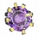 Ring natürlicher Amethyst 19x17mm 925 Größe 16,5
