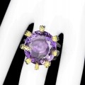 Ring natürlicher Amethyst 19x17mm 925 Größe 16,5
