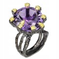 Ring natürlicher Amethyst 19x17mm 925 Größe 16,5