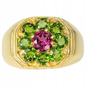 Ring natürliche Granate 925 Diopside Größe 13,5