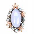 Silberring natürlicher Chalcedon 925 Größe 17