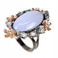 Silberring natürlicher Chalcedon 925 Größe 17